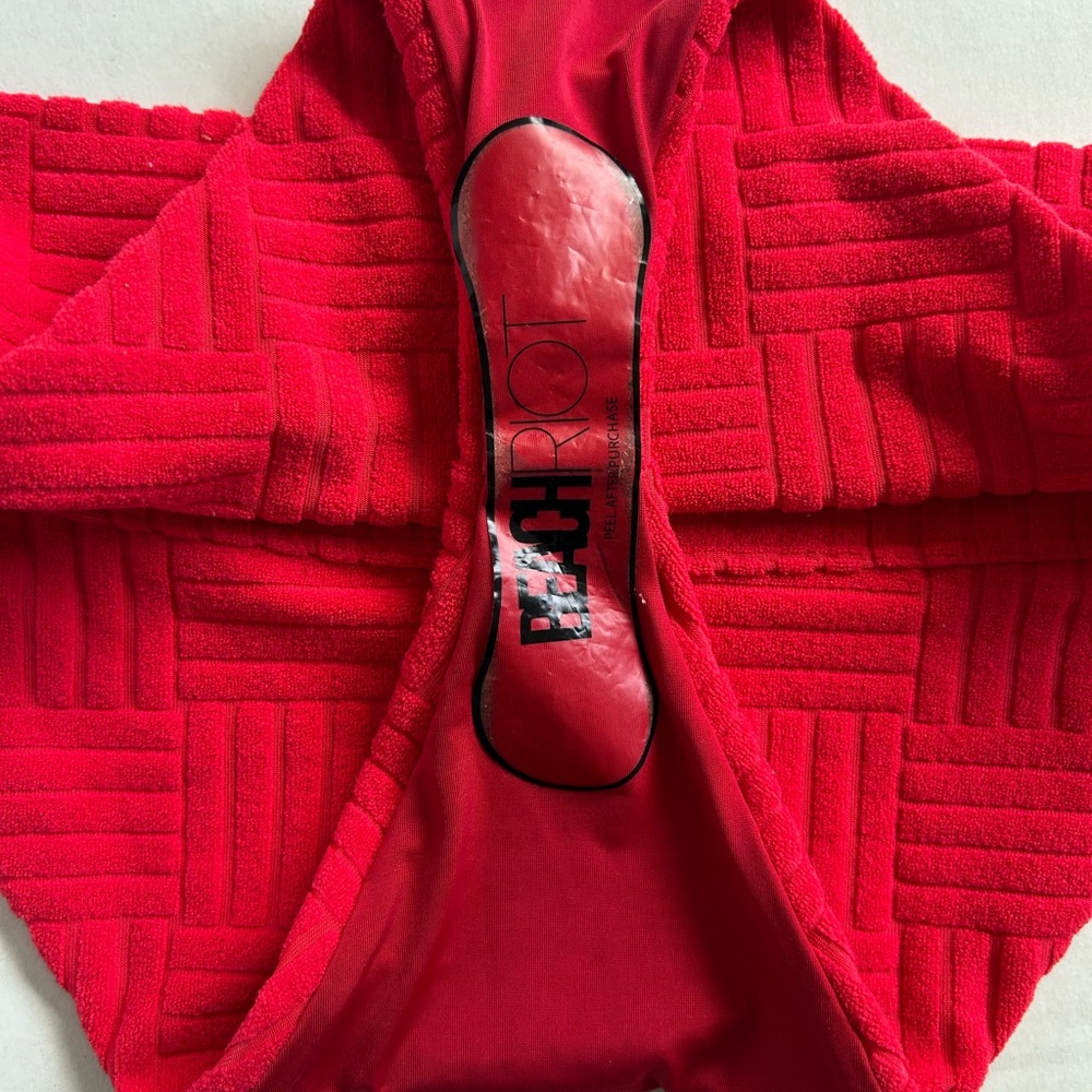 Beach Riot Highway Highwaist Terry Red Bikini Bottoms Size M - Picture 10 of 10